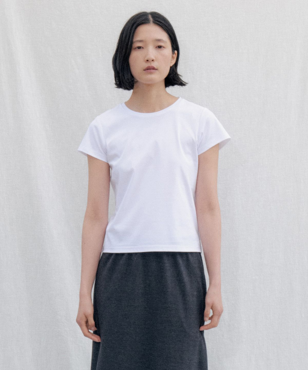 스텝어라운드(STEP AROUND) Silket Cotton Half Tee_WHITE