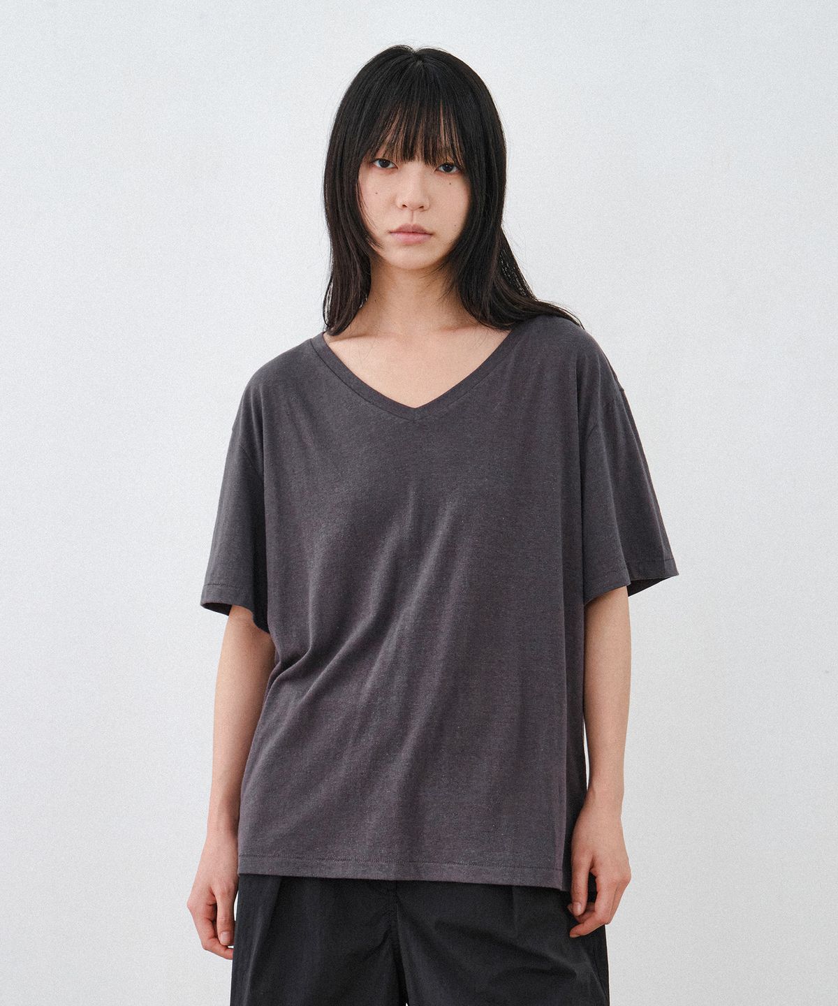 힐리먼트(HELEMENT) 여성 V넥 반팔티 (D/GREY)
