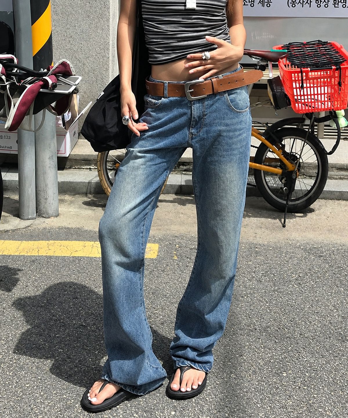 포르테나(PORTERNA) TWISTED BOOTS CUT DENIM JEANS-BLUE