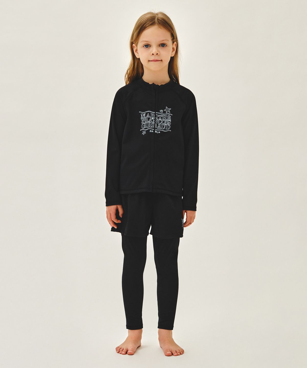 마리떼 키즈(MARITHÉ KIDS) KIDS ZIP UP RASHGUARD & SHORTS SET-UP black