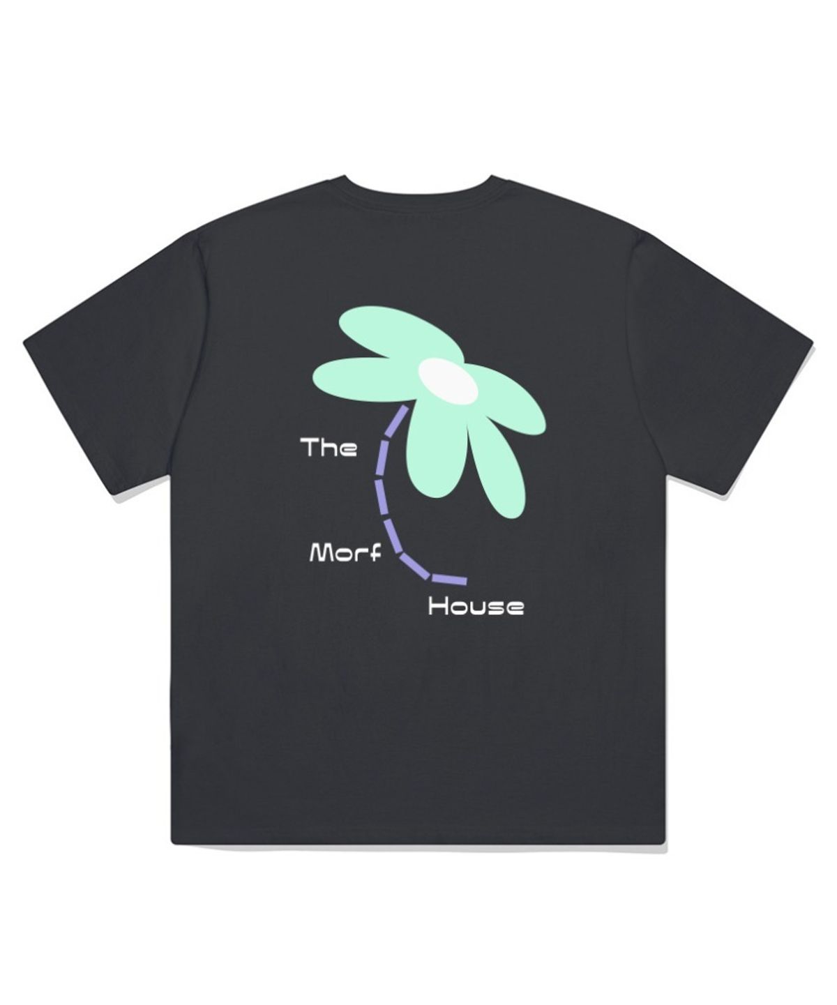 더모프하우스(THEMORFHOUSE) 볼드 플라워 오버핏 반팔 티셔츠 차콜