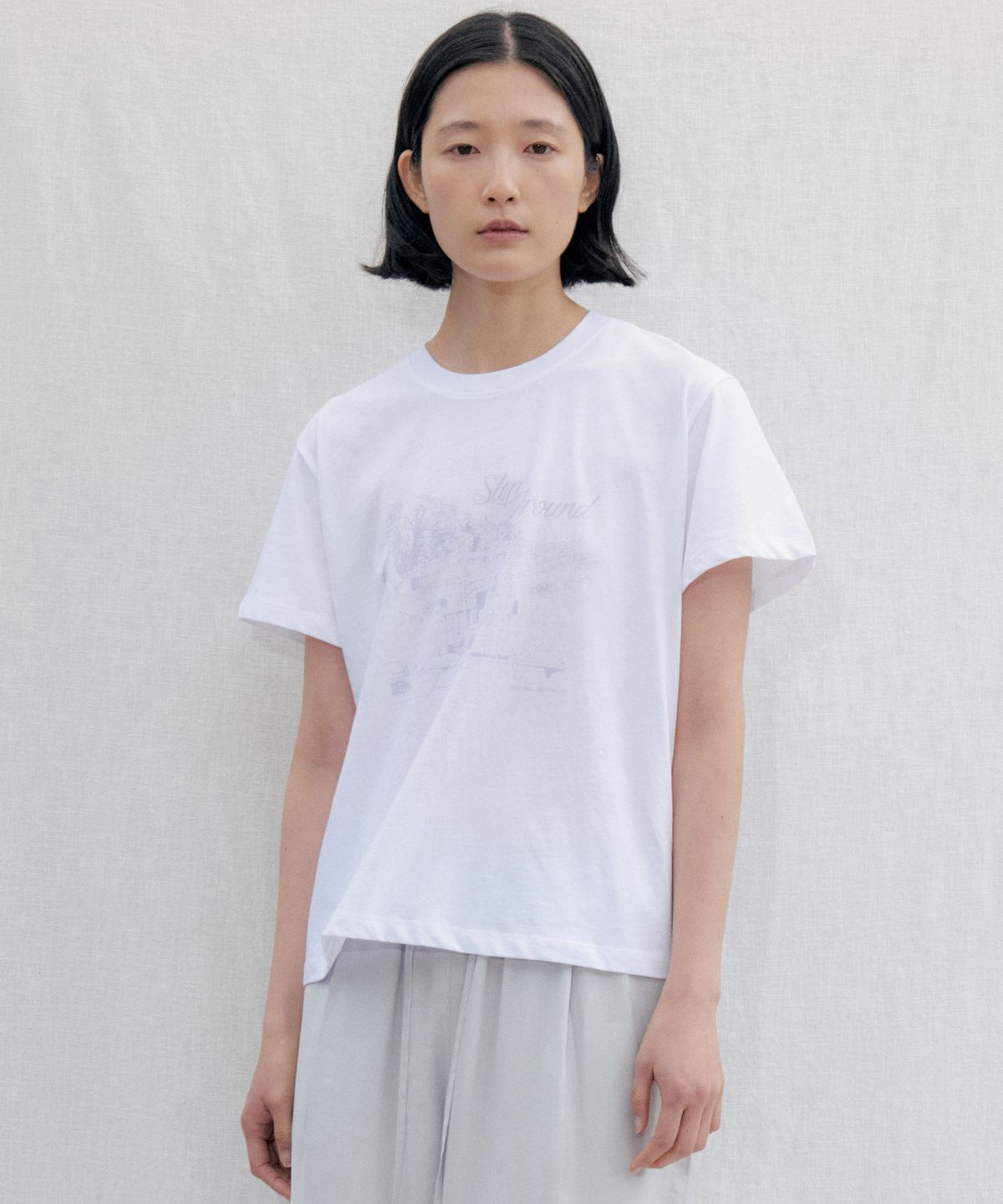 스텝어라운드(STEP AROUND) Prague park graphic Tee_WHITE