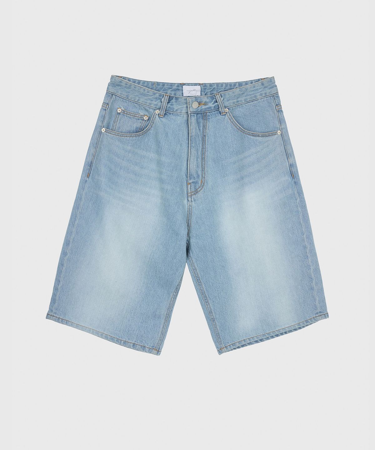 유스(YOUTH) Straight Half Denim Pants - Light Blue