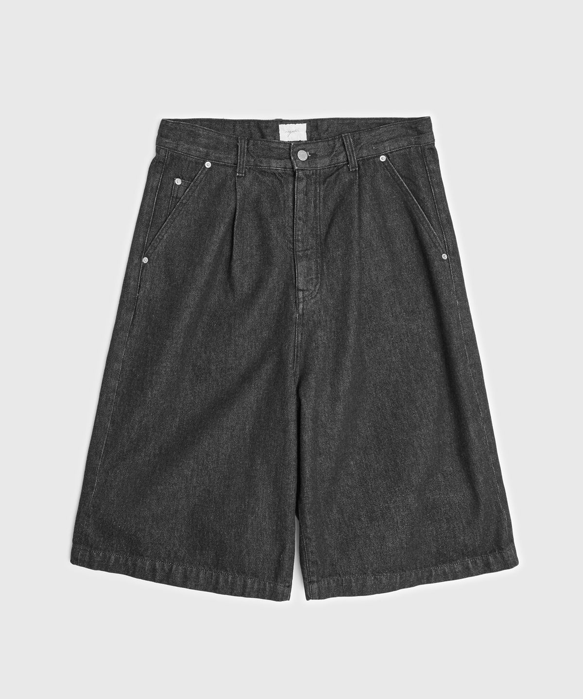 유스(YOUTH) Wide Half Denim Pants - Washed Black
