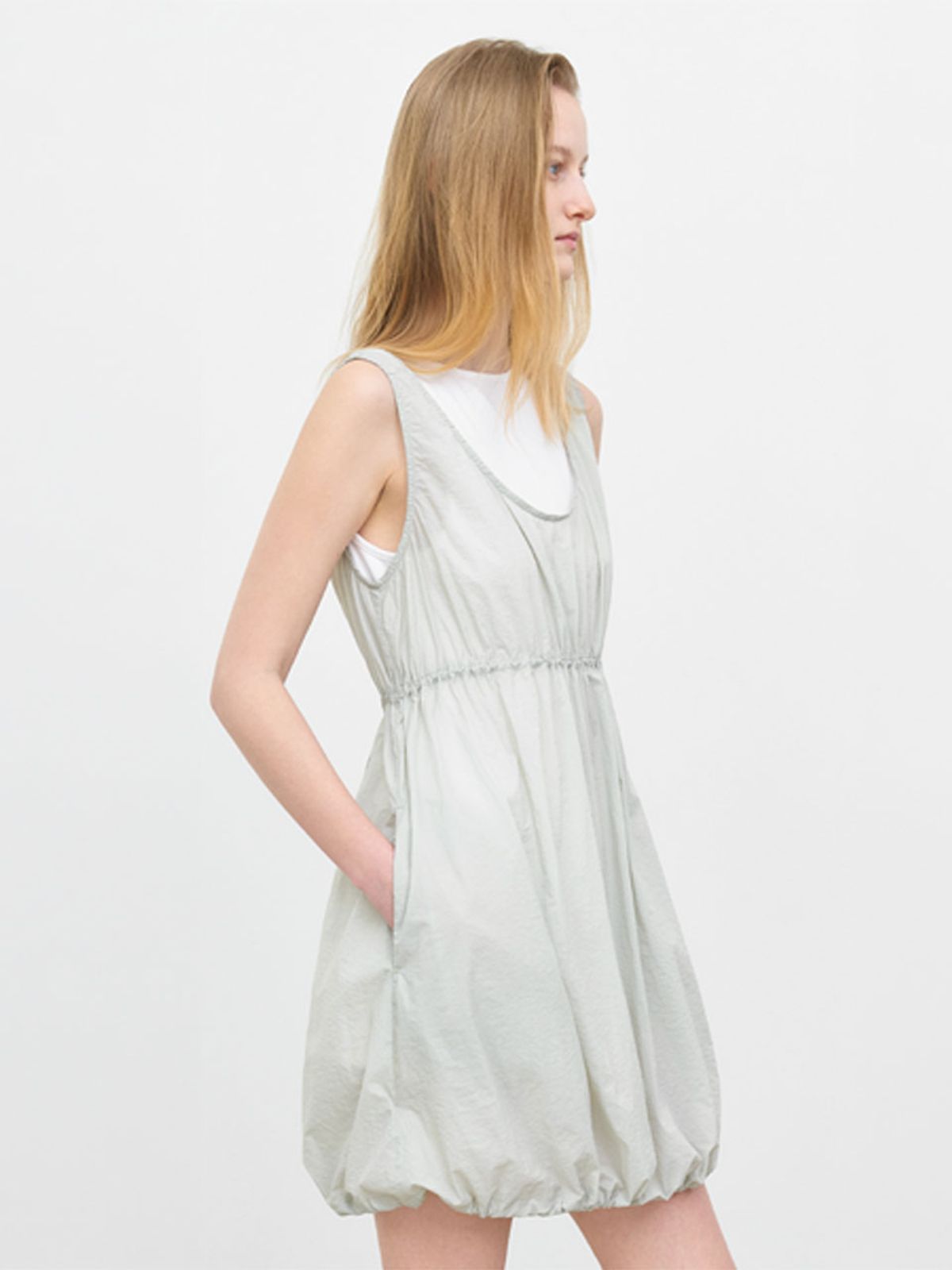 아틀리에 나인(ATELIER NAIN) YU NYLON LAYERED SHIRRING ONE PIECE (OP-6338)