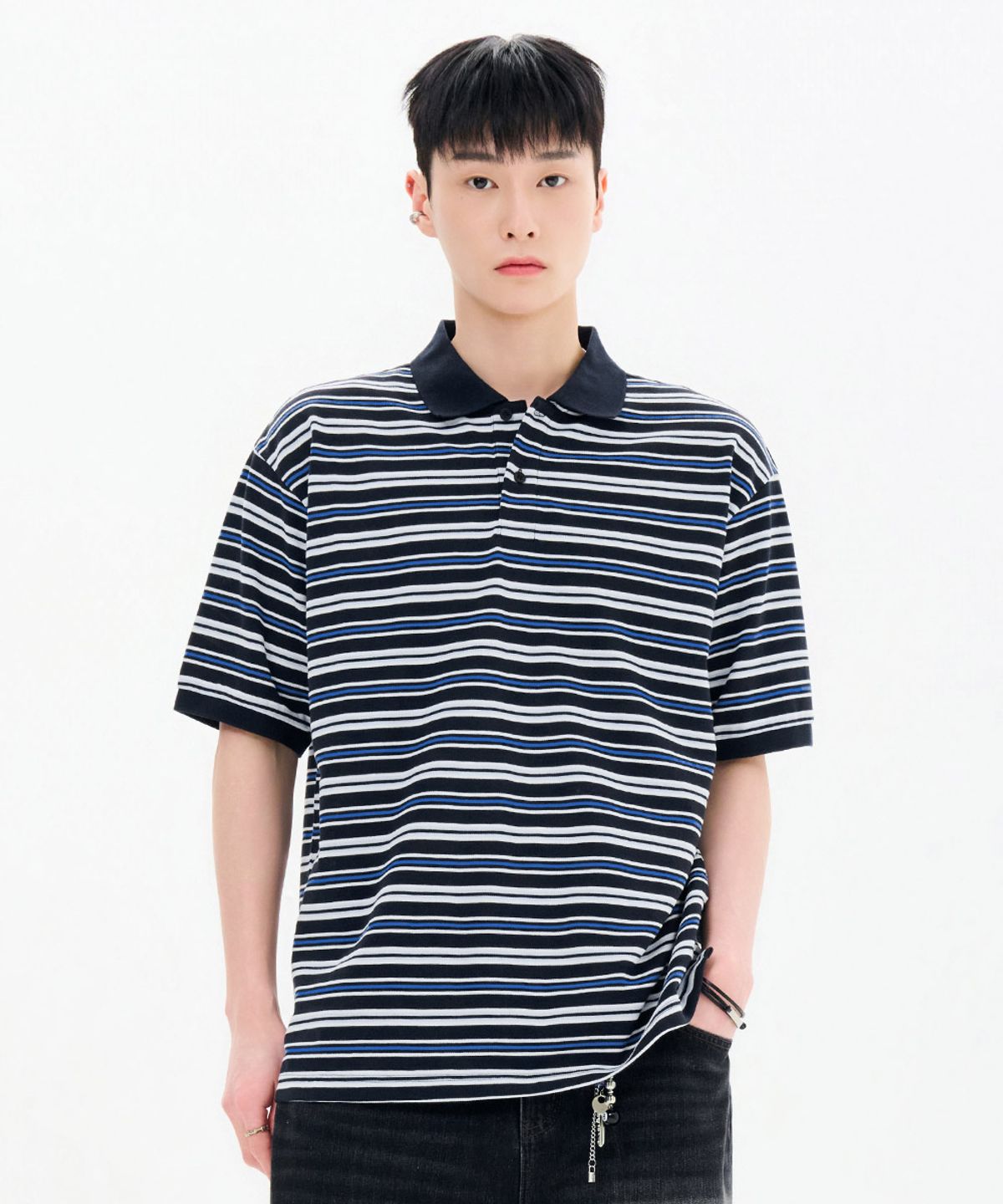 체이스컬트(CHASECULT) 남성 스트라이프 반팔 카라 티셔츠-FBRK5712D04