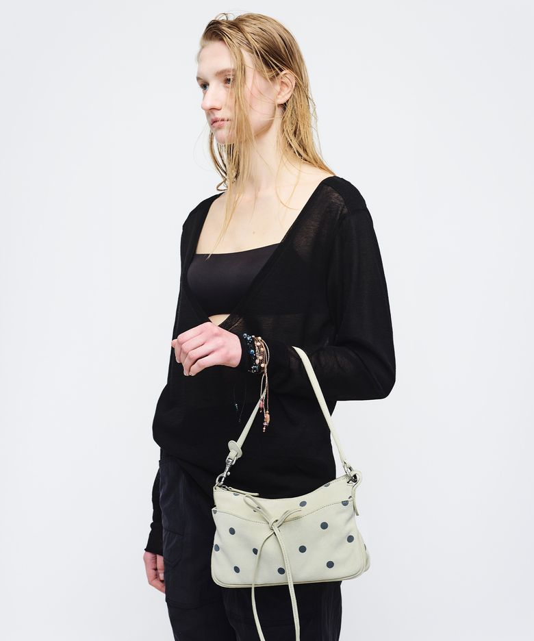 RIBBON POCHETTE_blond wood printed suede
