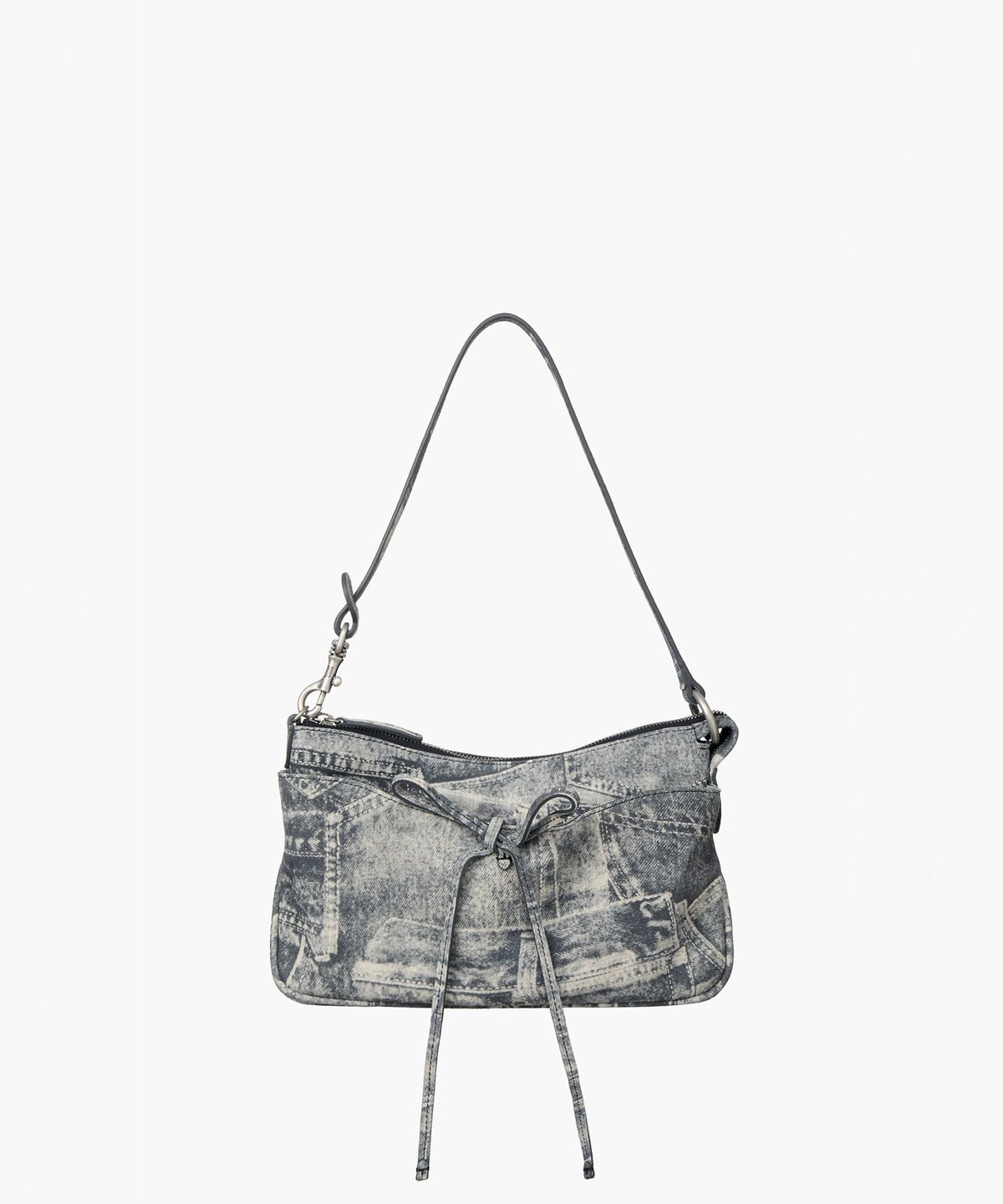 마지셔우드(MARGESHERWOOD) RIBBON POCHETTE_light grey printed suede
