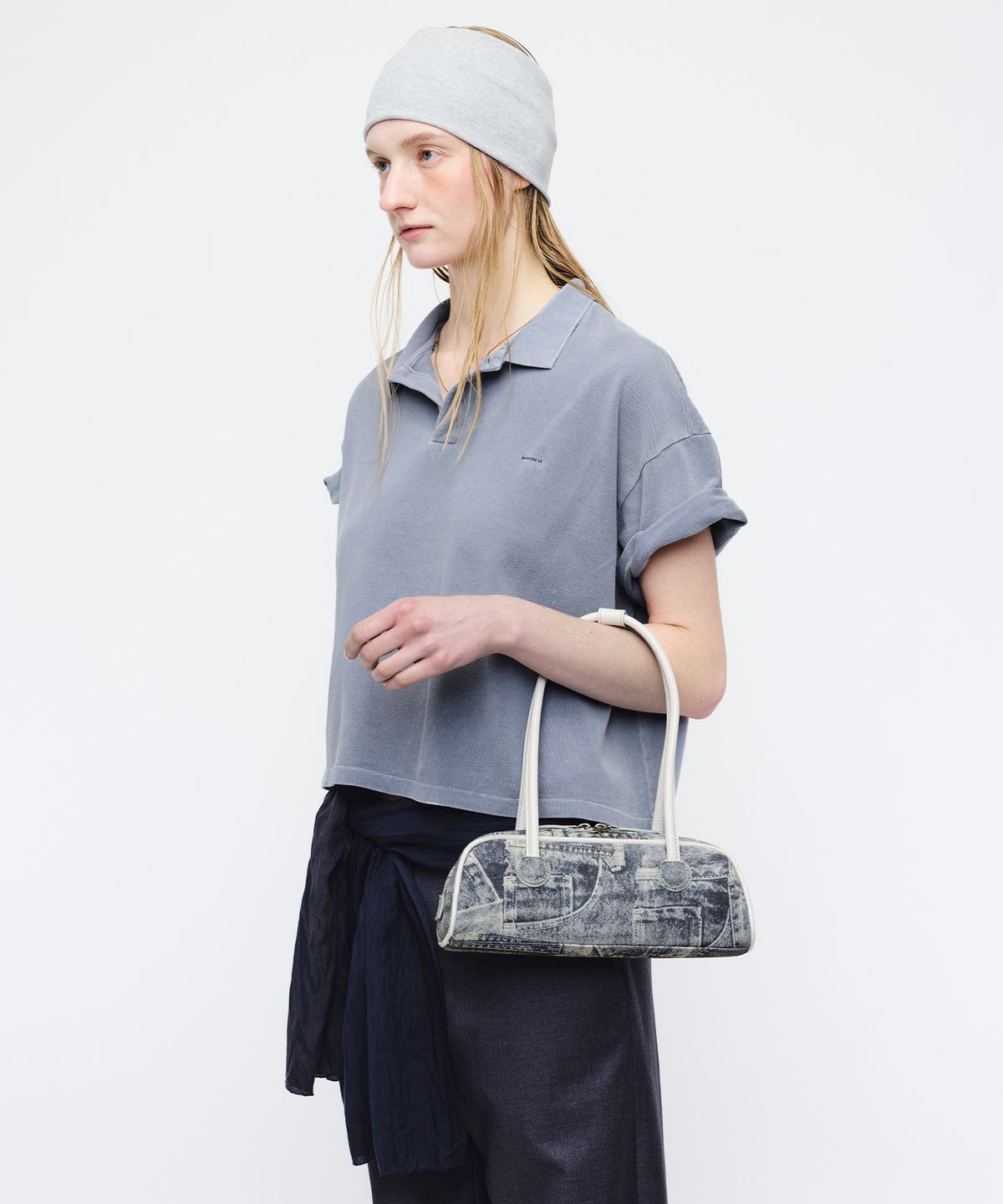 마지셔우드(MARGESHERWOOD) SOFT BOSTON EW MINI PIPING_light grey printed suede+crinkle