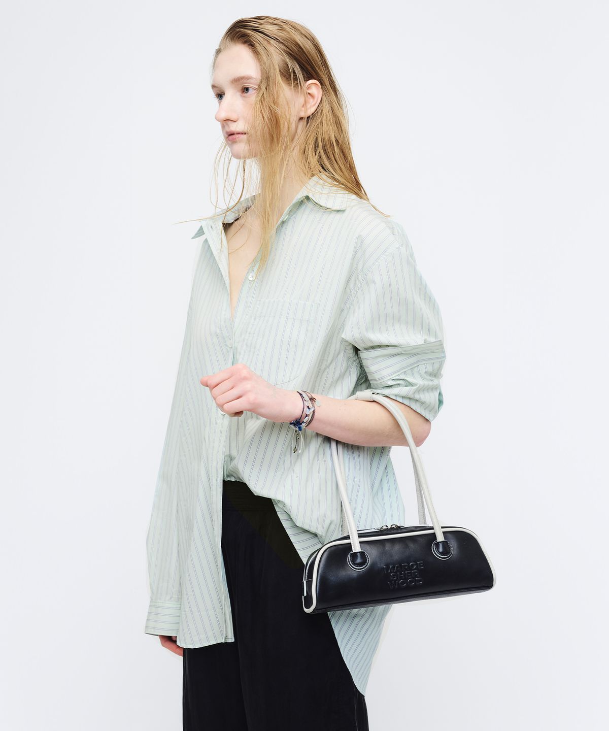 마지셔우드(MARGESHERWOOD) SOFT BOSTON EW MINI PIPING_black pull-up+light grey crinkle