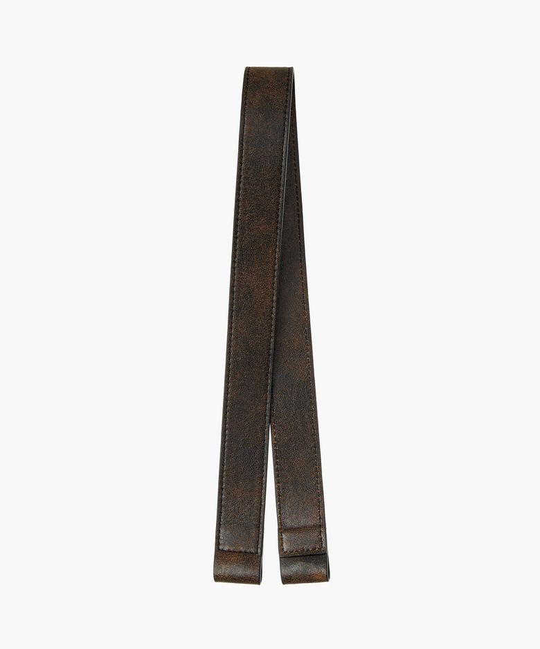 DUMPLING STRAP_brown+black two tone cracked