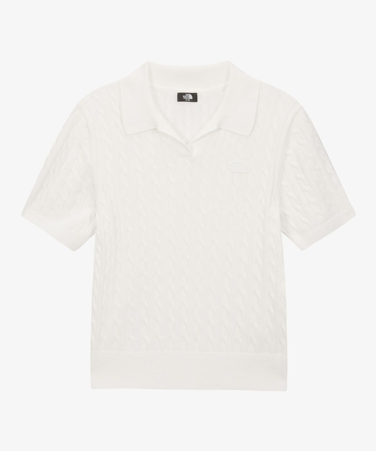 노스페이스(THE NORTH FACE) NT7AS30A 여성 케이블 반팔 폴로 스웨터 IVORY