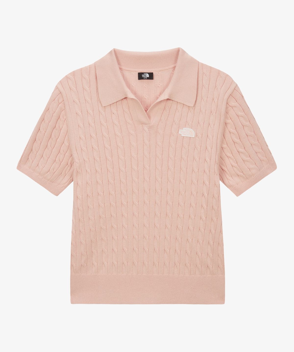 노스페이스(THE NORTH FACE) NT7AS30C 여성 케이블 반팔 폴로 스웨터 SOFT PINK