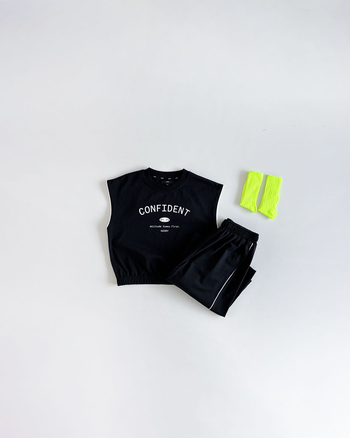 노이리(NOIRY) 시스템 나시티+스트럭트 팬츠(블랙) SET