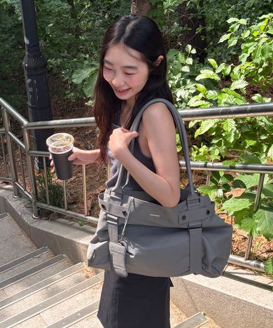 Pleats Belted Big Bag and Wallet