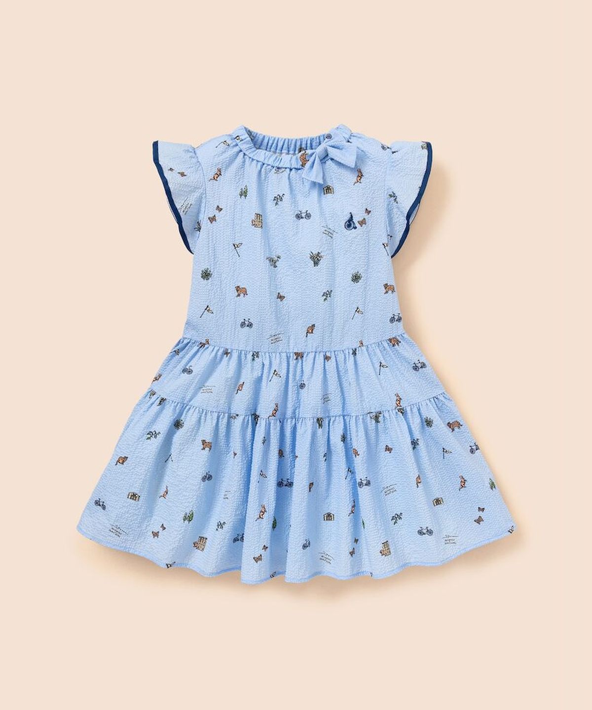 빈폴 키즈(BEANPOLE KIDS) [다리아송] 러블리 프릴 포인트 시어서커 원피스 - 스카이 블루 (BI6471G91Q)