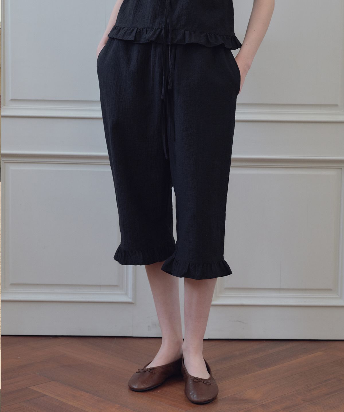 씨타(CITTA) Lace Point Frill Pants_CTB573(Black)