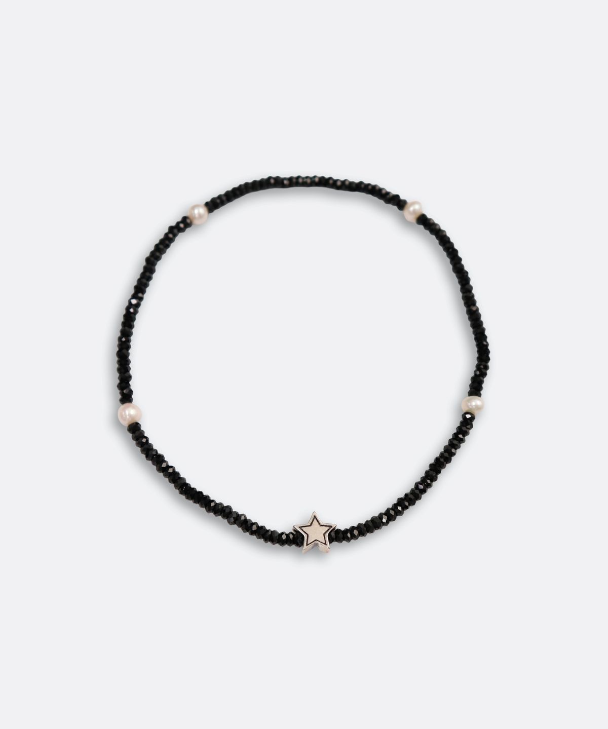 봉보(BONBEAU) Black spinel star charm Bracelet 천연원석 블랙스피넬 스타 참 담수진주 팔찌