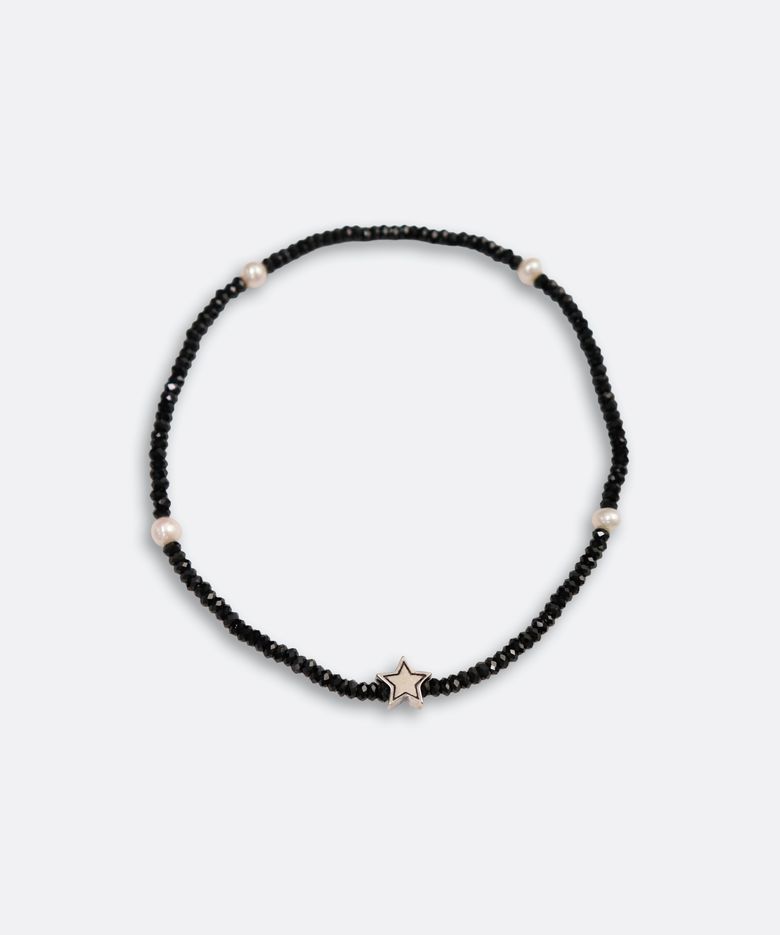 Black spinel star charm Bracelet 천연원석 블랙스피넬 스타 참 담수진주 팔찌