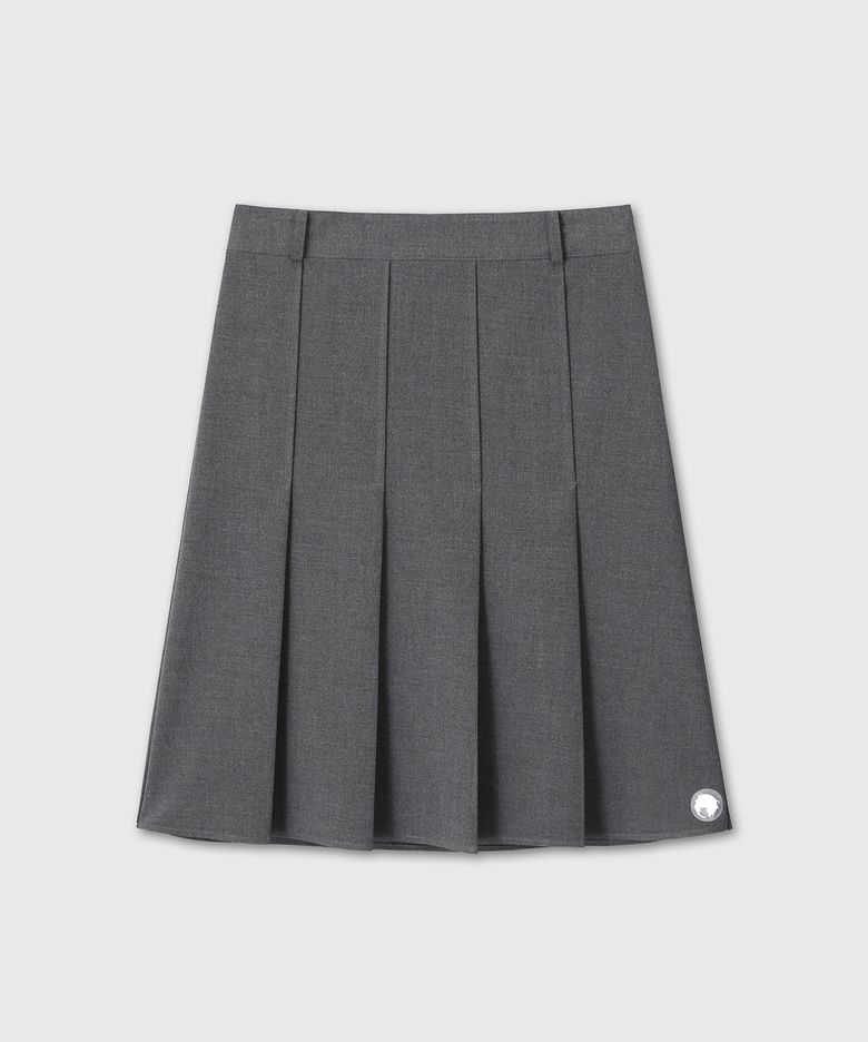 Miuki Pleated Midi Skirt (Gray)