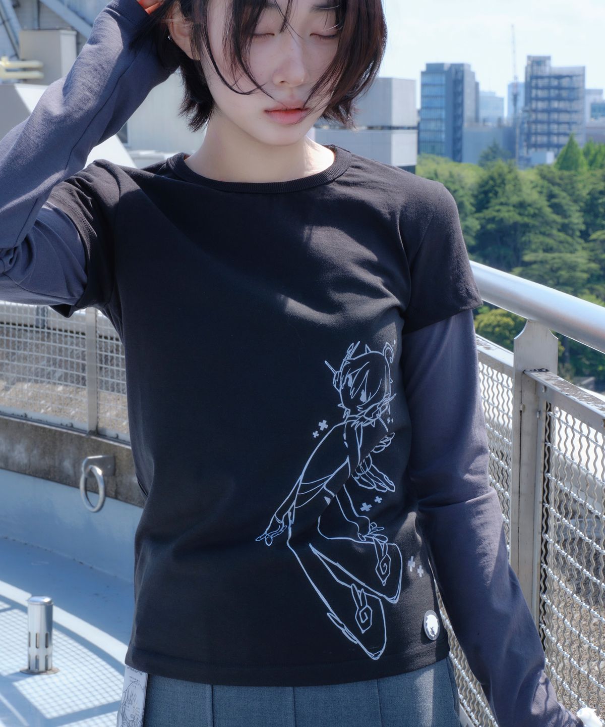 미유키(MIUKI) Miyu Layered Long Sleeve (Black)