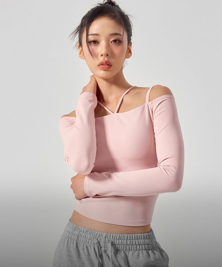 블랙라벨 시그니처 파워라이즈 오프숄더 인패드 롱슬리브 XFK3BL1524