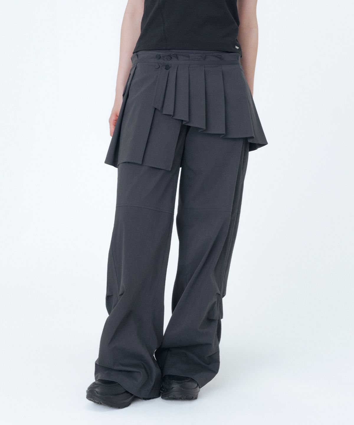 미세키서울(MISEKI SEOUL) Spiral pleats skirt pants SET CHARCOAL