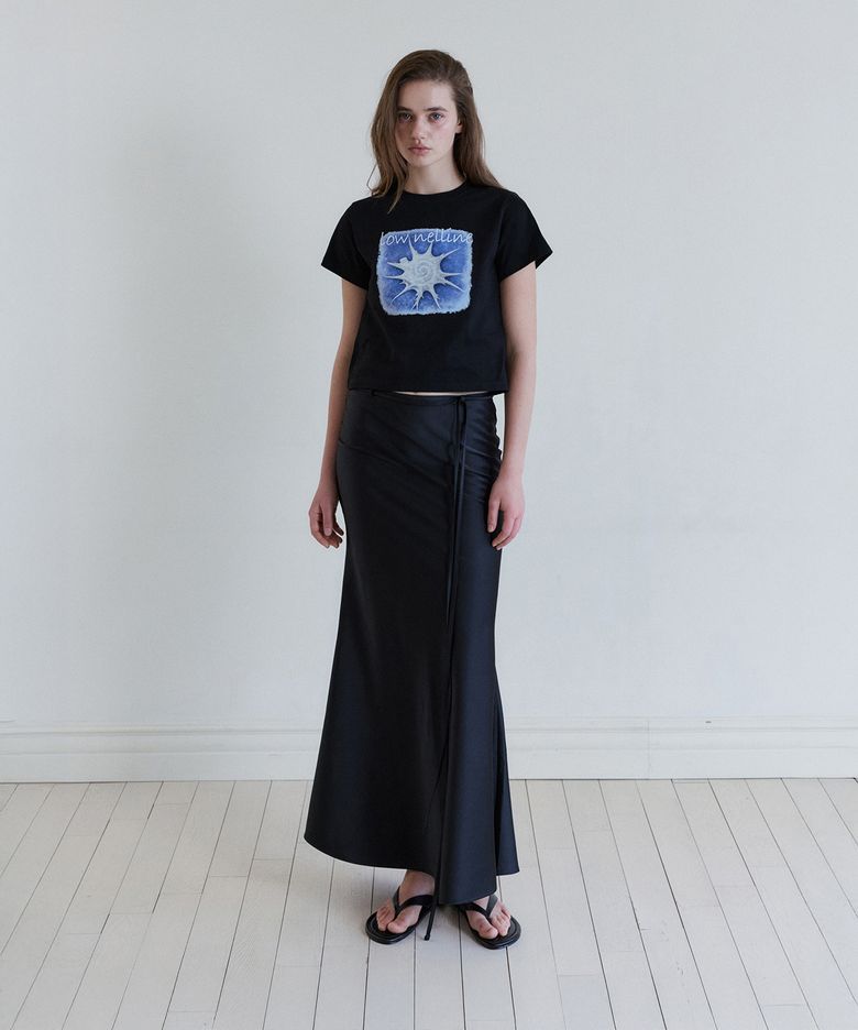 LOW SHELL CRACK PRINTED SLIM T-SHIRT_BLACK