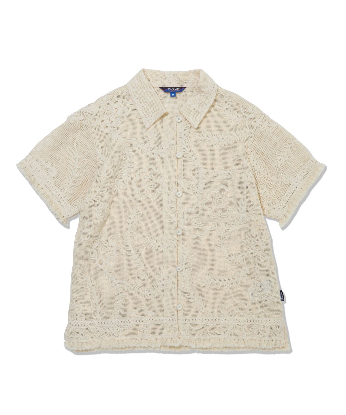 펜필드(PENFIELD) 입체 크로쉐 패치 하프 셔츠 베이지_FS2WR30F