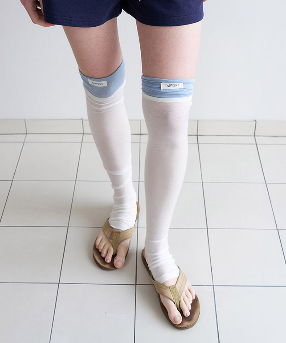 타버트(TARVERT) Logo Layered Legwarmers - Sky Blue