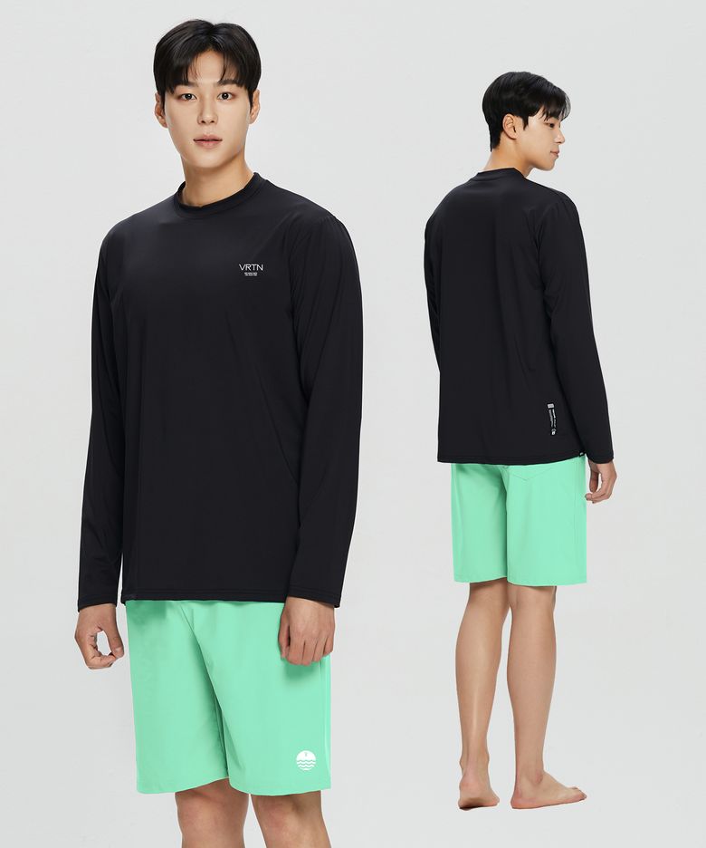 [SET]VRTN 루즈핏 래쉬가드 블랙 &남자수영복반바지 민트