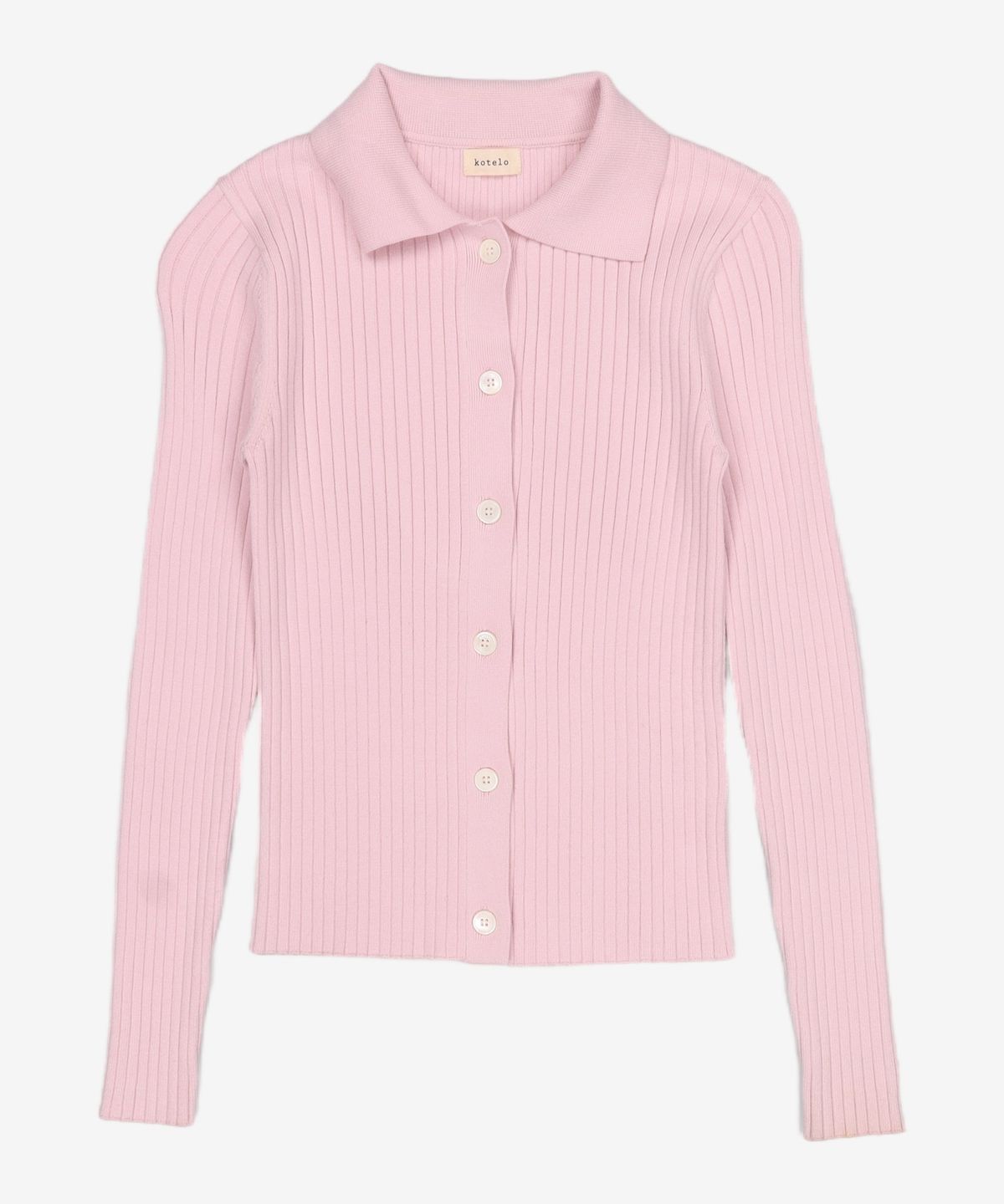 코텔로(KOTELO) Recyclepoly Ribbed Collar Cardigan  lavender pink S