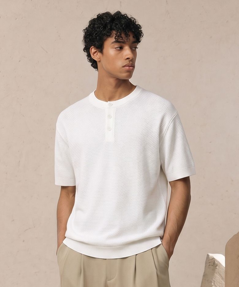 AERO BREEZE HENLEY KNIT (WHITE)