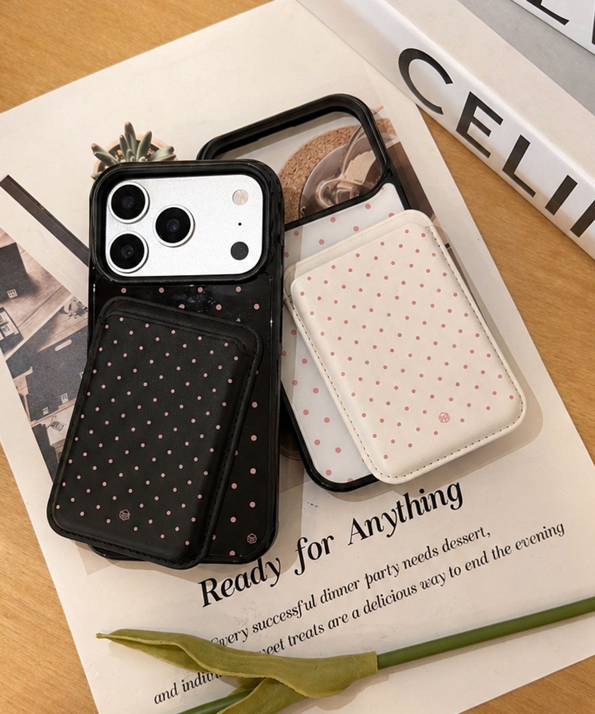 디지지(DEGEEGEE) [Card Wallet Set] 도트 에폭시 글라스 맥세이프 범퍼 케이스+카드지갑 세트