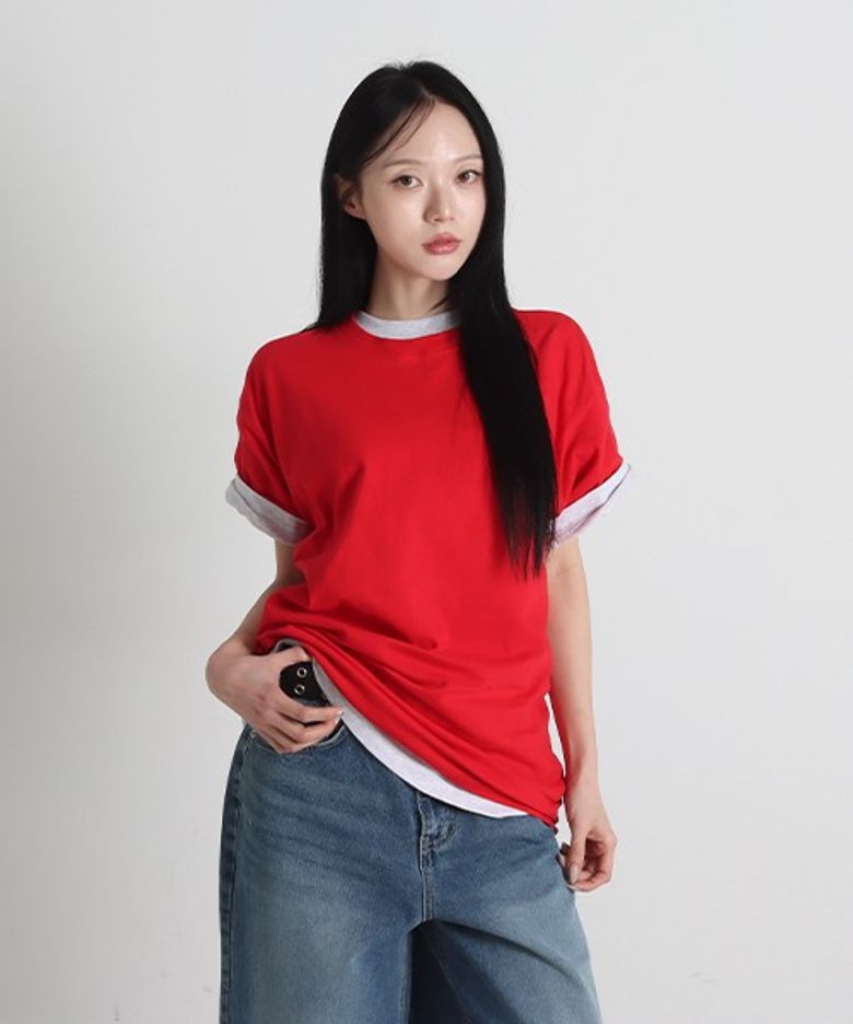 베이직 코튼 무지 반팔 티셔츠