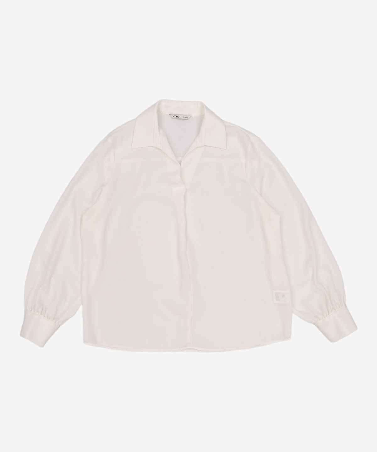 미쏘(MIXXO) 셔츠카라 반오픈 블라우스 MIWBLB320B L