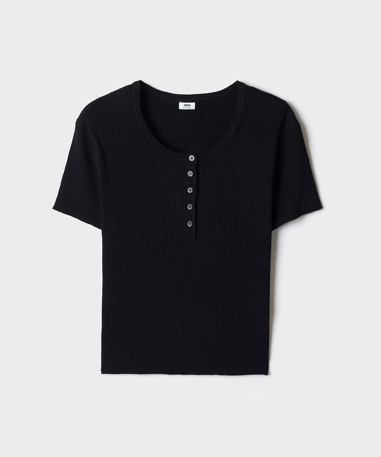 [COOL] 헨리넥 골지 반팔 니트_SPKWG25G01