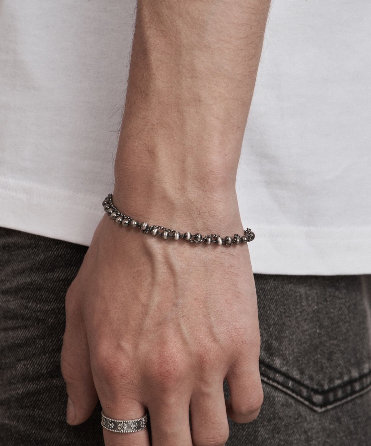 더스틸룸(THESTILLROOM) [SILVER] #B2616 Twist ball chain bracelet