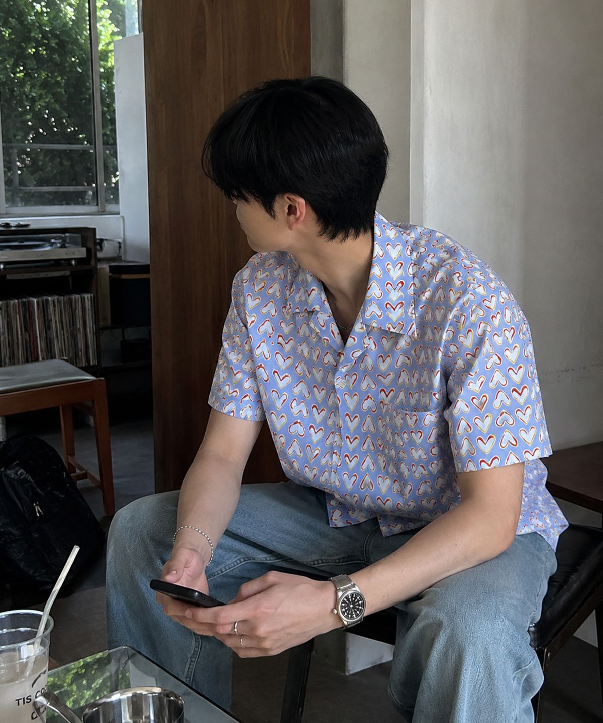 르삭(RESSAC) 아모레 오픈카라 셔츠 스카이 블루