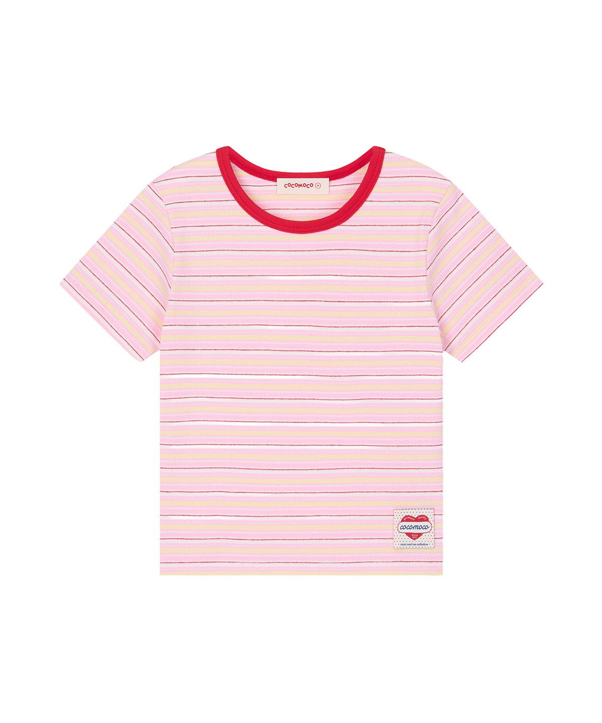 코코모코(COCOMOCO) 캔디팝 스트라이프 티_핑크