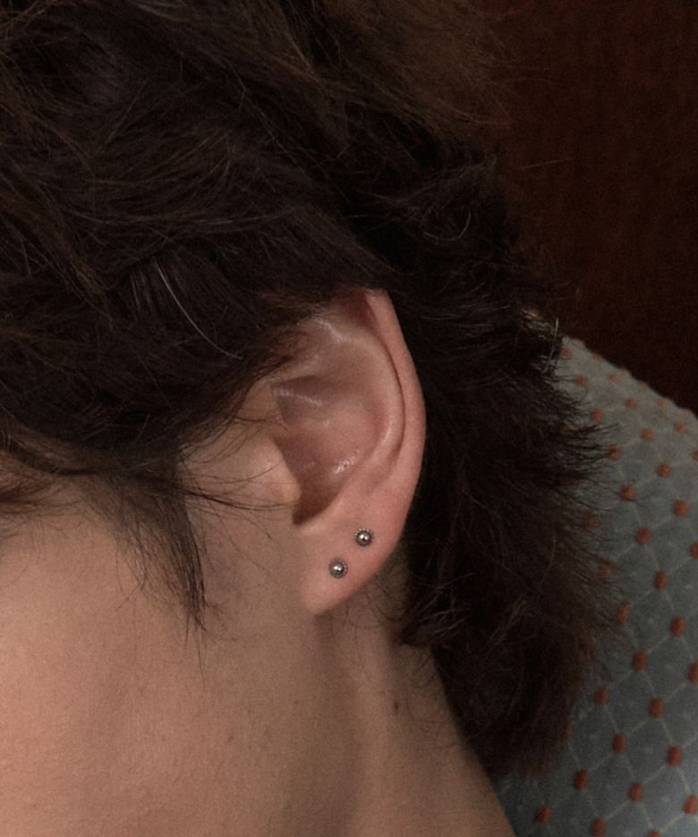 [SILVER] #E2629 Vintage round piercing (single)