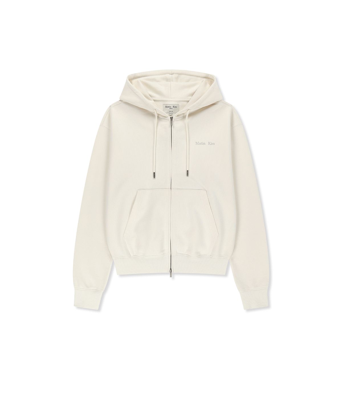 마뗑킴(MATIN KIM) BACK LOGO ESSENTIAL HOODY ZIP UP IN IVORY