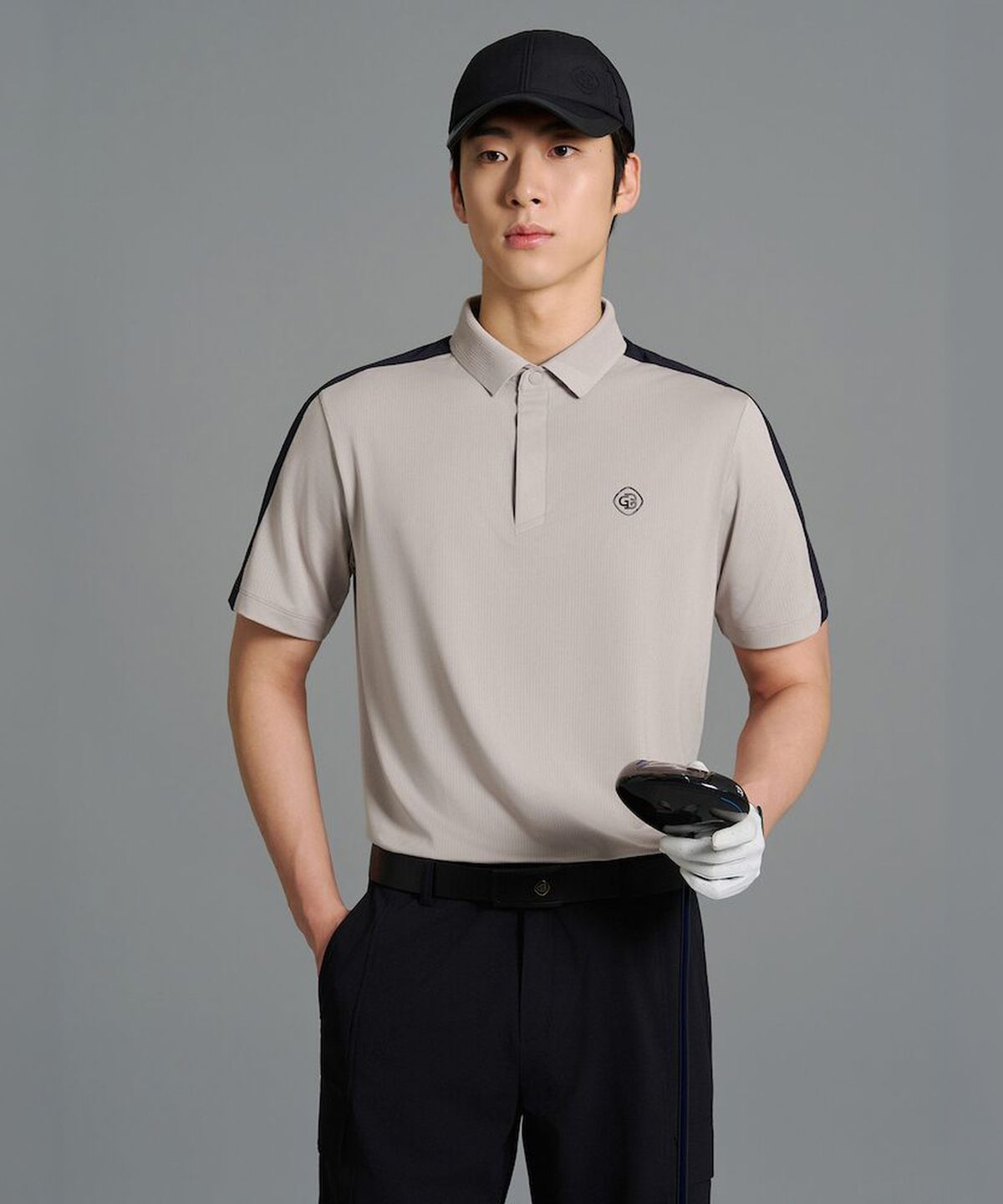 빈폴골프(BEANPOLE GOLF) [B_under] 남성 어깨 컬러 배색 반소매 티셔츠 - 베이지