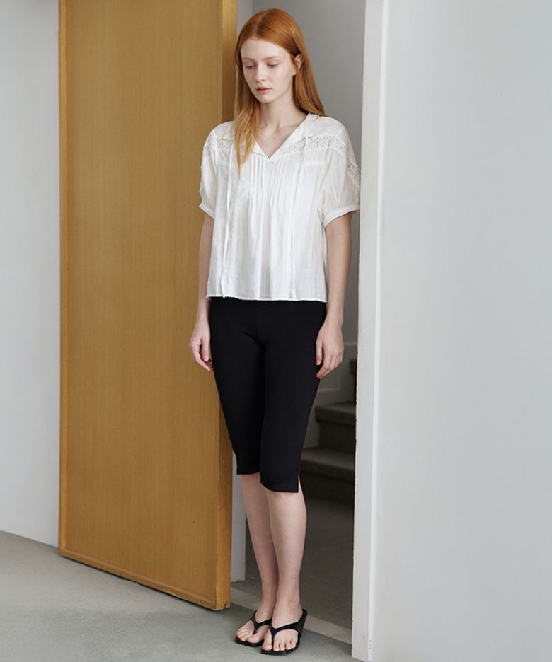 Lace-tuck puff blouse [KNSS09BL13]_Ivory