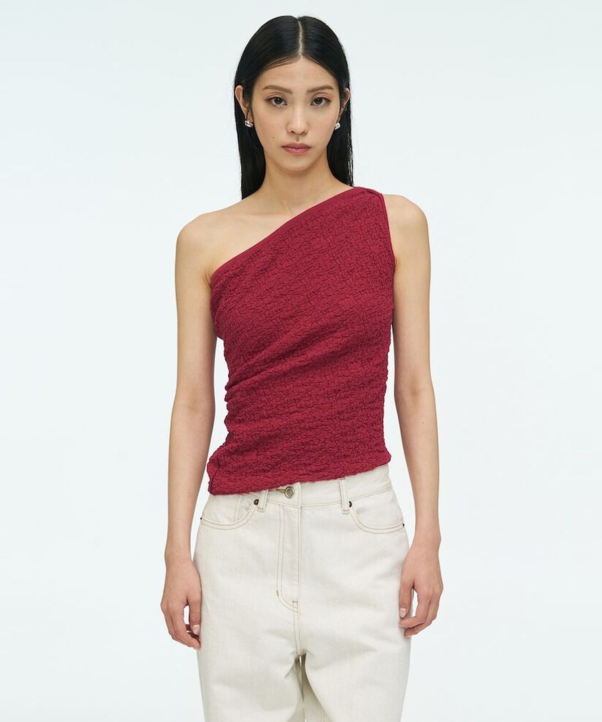 앙개(ANGGAE) Textured Tube Top  Red