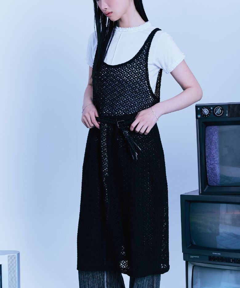 LACE SEE-THROUGH LONG DRESS BLACK
