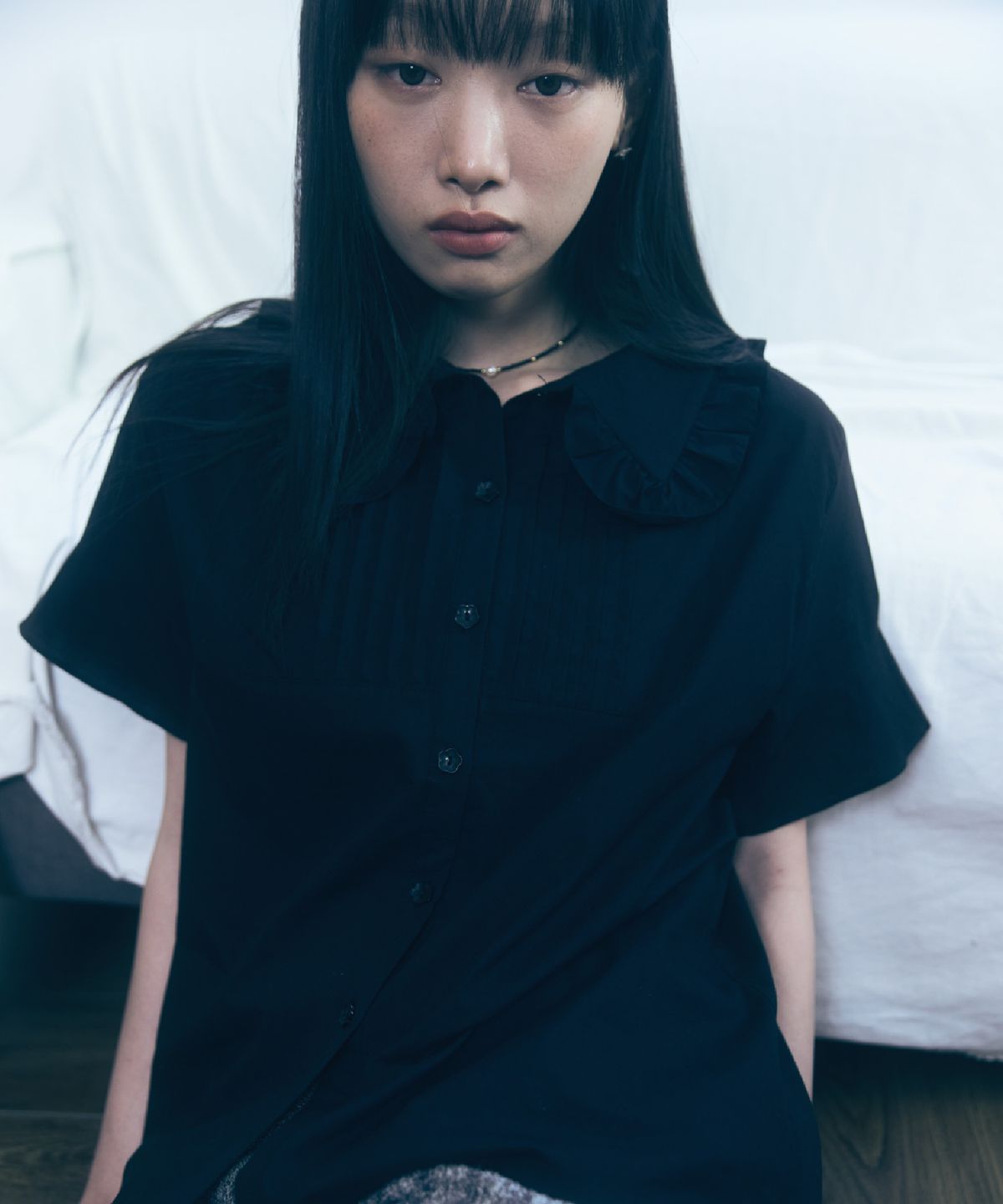 구월십일(GUWOLSIBIL) BOHEMIAN ACCORDION SHIRT BLACK