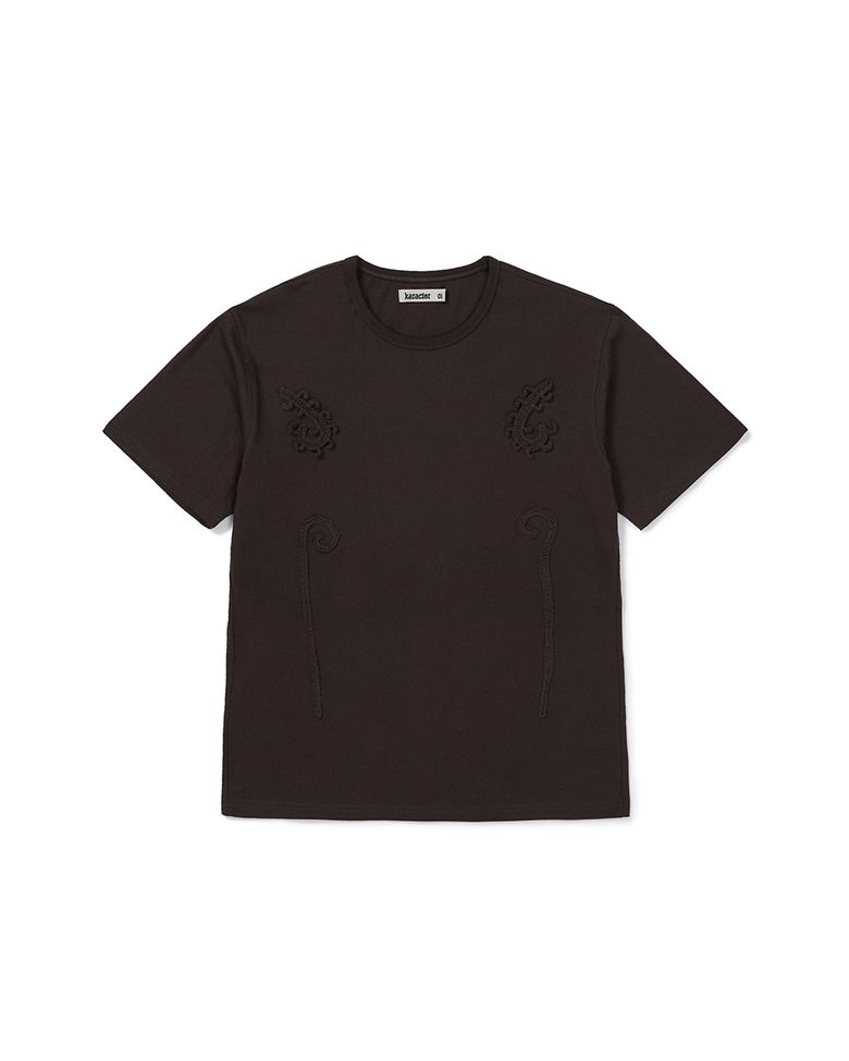 Weaving stem T-shirts / Brown