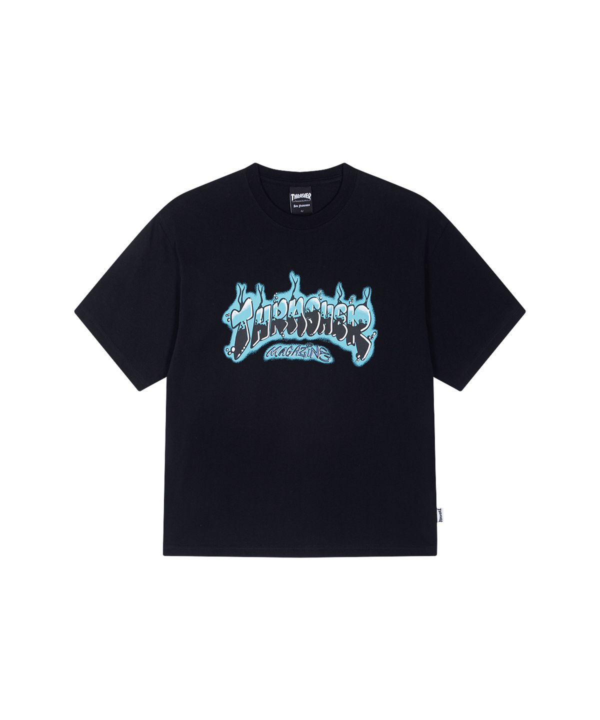 트레셔(THRASHER) 워싱 버블 멜팅 그래픽 티셔츠 블랙
