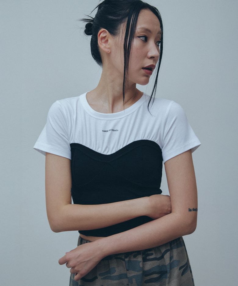 Corset Layered T-Shirt (Black)